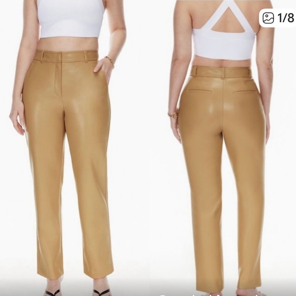 Babaton Command Tan Vegan Leather Pants